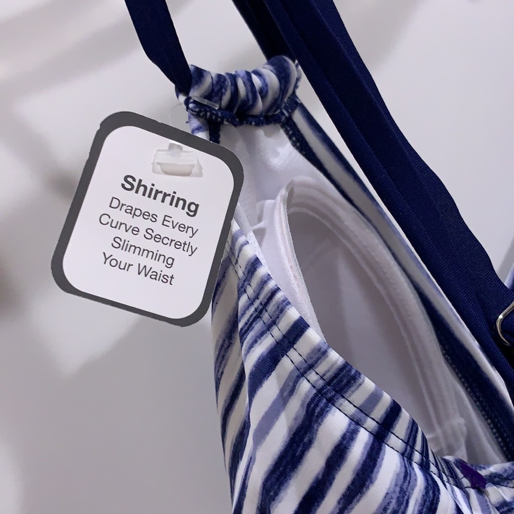 NWT Time & Tru Ocean Stripe One Piece Swimsuit - Picture 11 of 13